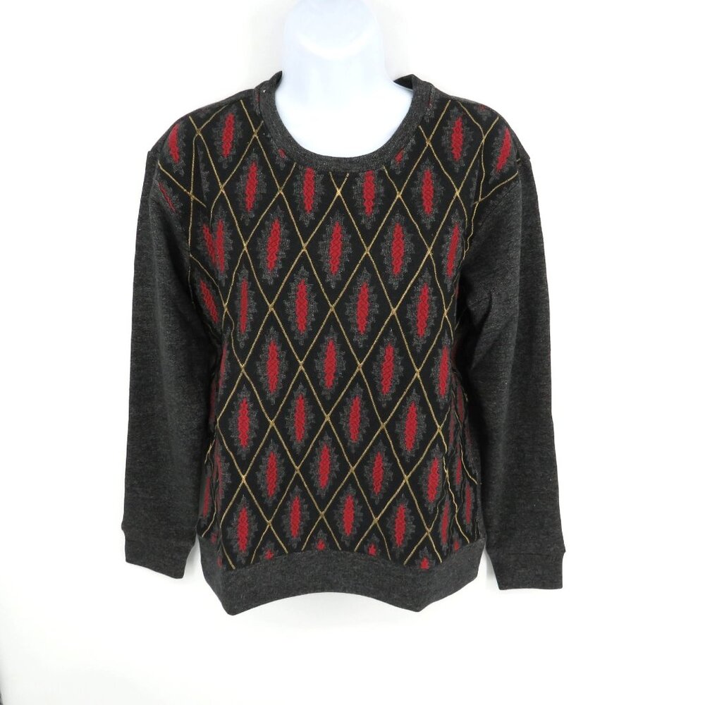 Miss Me XS Vintage Long Sleeve Pullover Shirt Red Gold NWT